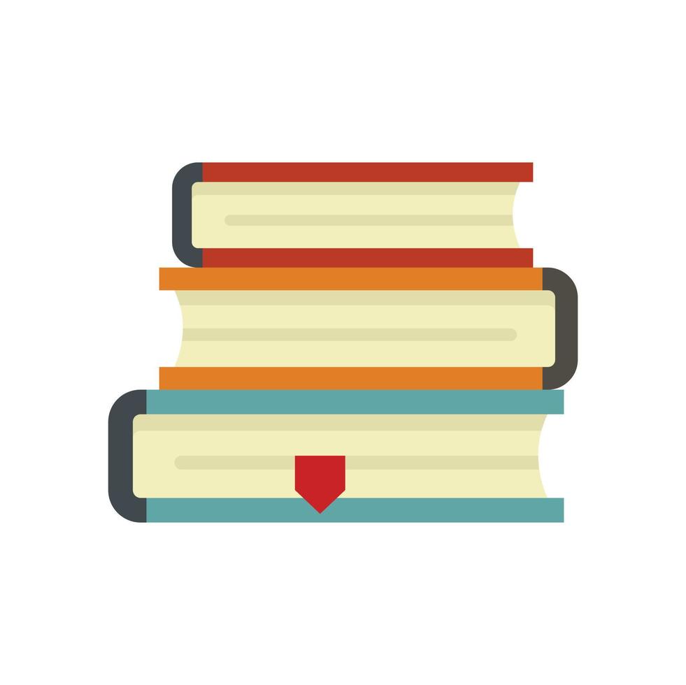 Library book stack icon flat isolated vector