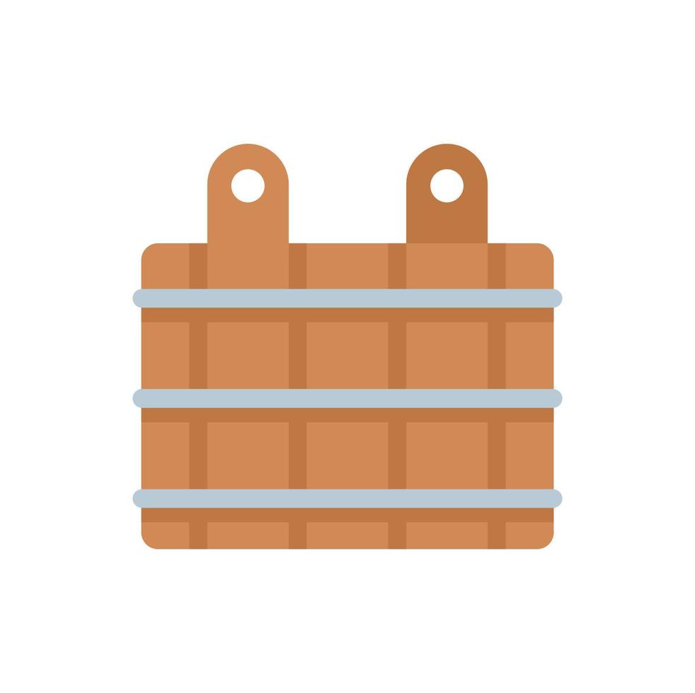 Sauna wood steel bucket icon flat isolated vector