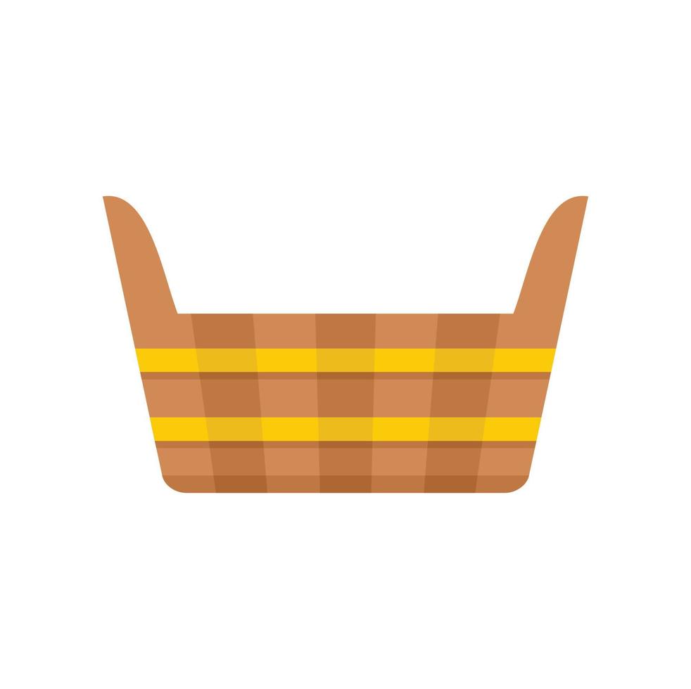 icono de olla de madera de sauna vector aislado plano