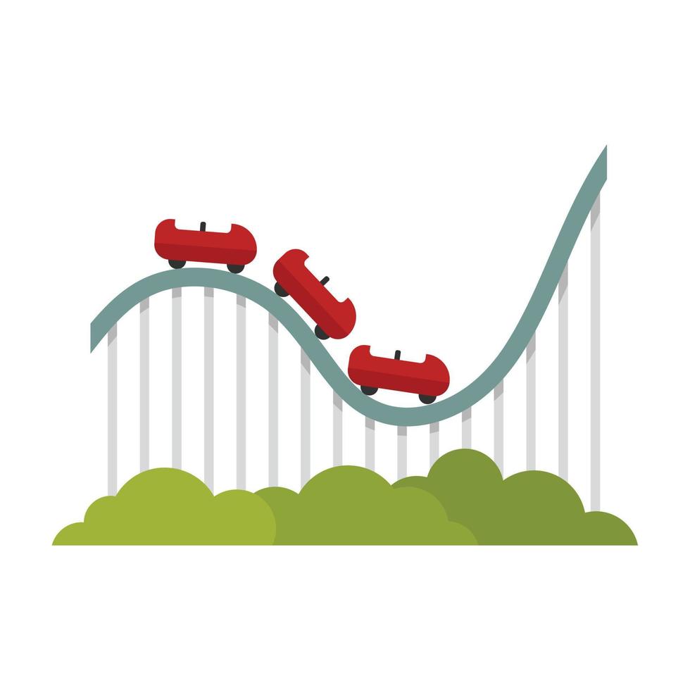 Roller coaster entertainment icon flat isolated vector