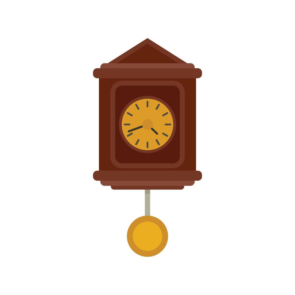 Hour pendulum clock icon flat isolated vector