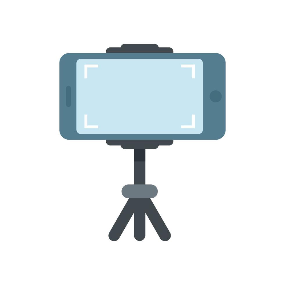 Smartphone on tripod video record icon flat isolated vector