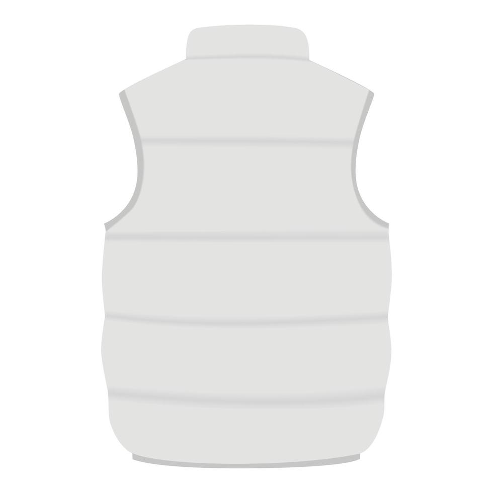 Back of white warm vest mockup, realistic style vector