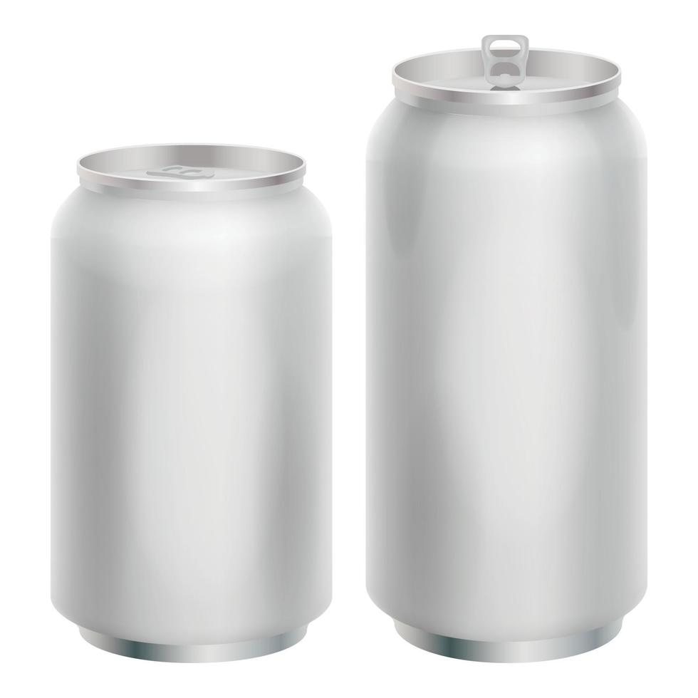 Two blank aluminum cans mockup, realistic style vector
