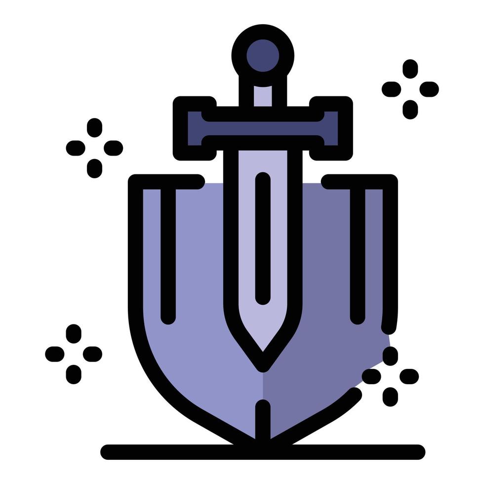 Guard shield sword icon color outline vector