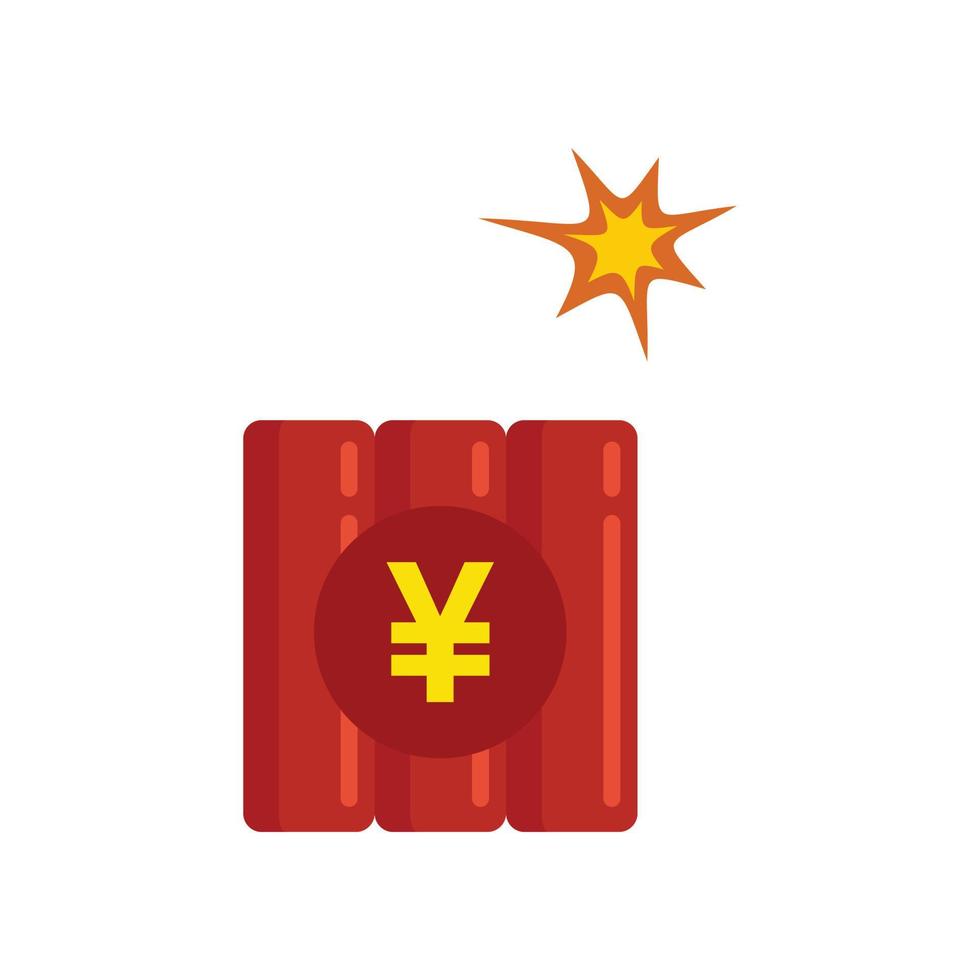 Trade war dynamite icon flat isolated vector