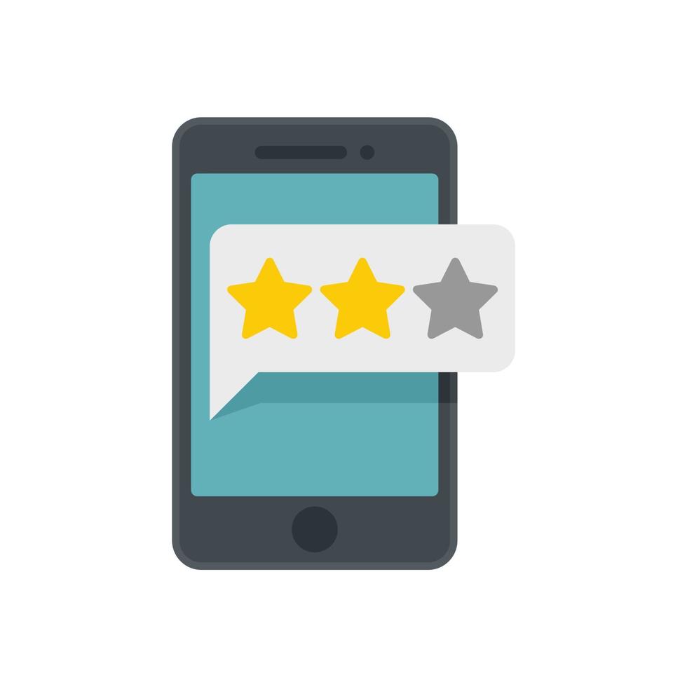 Smartphone review reputation icon flat isolated vector