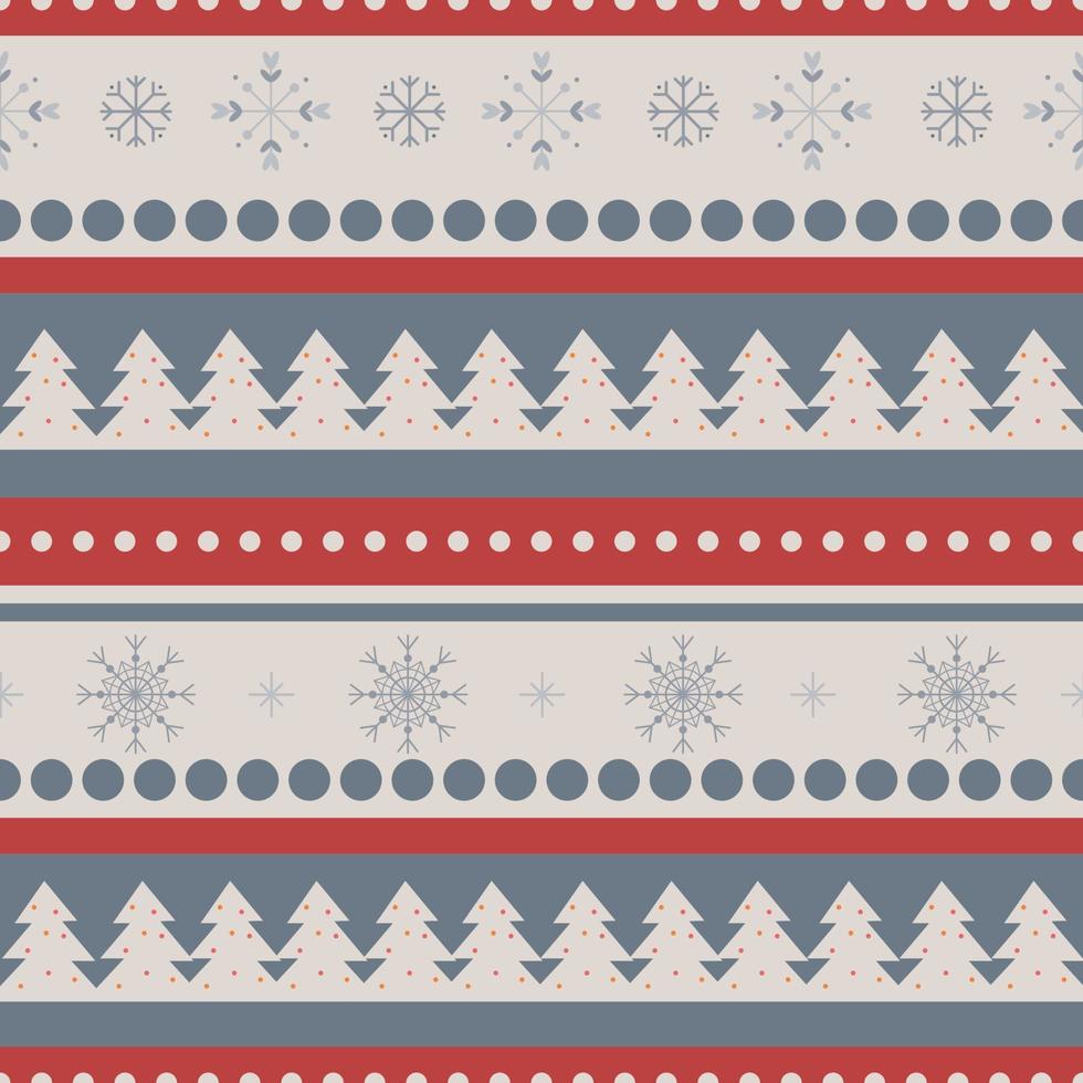 Winter pattern with snowflakes, dots and trees for wrapping paper vector