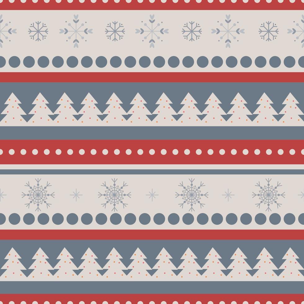 Winter pattern with snowflakes, dots and trees for wrapping paper vector