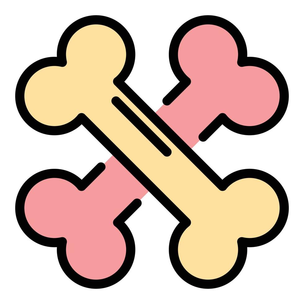 Crossed dog bones icon color outline vector