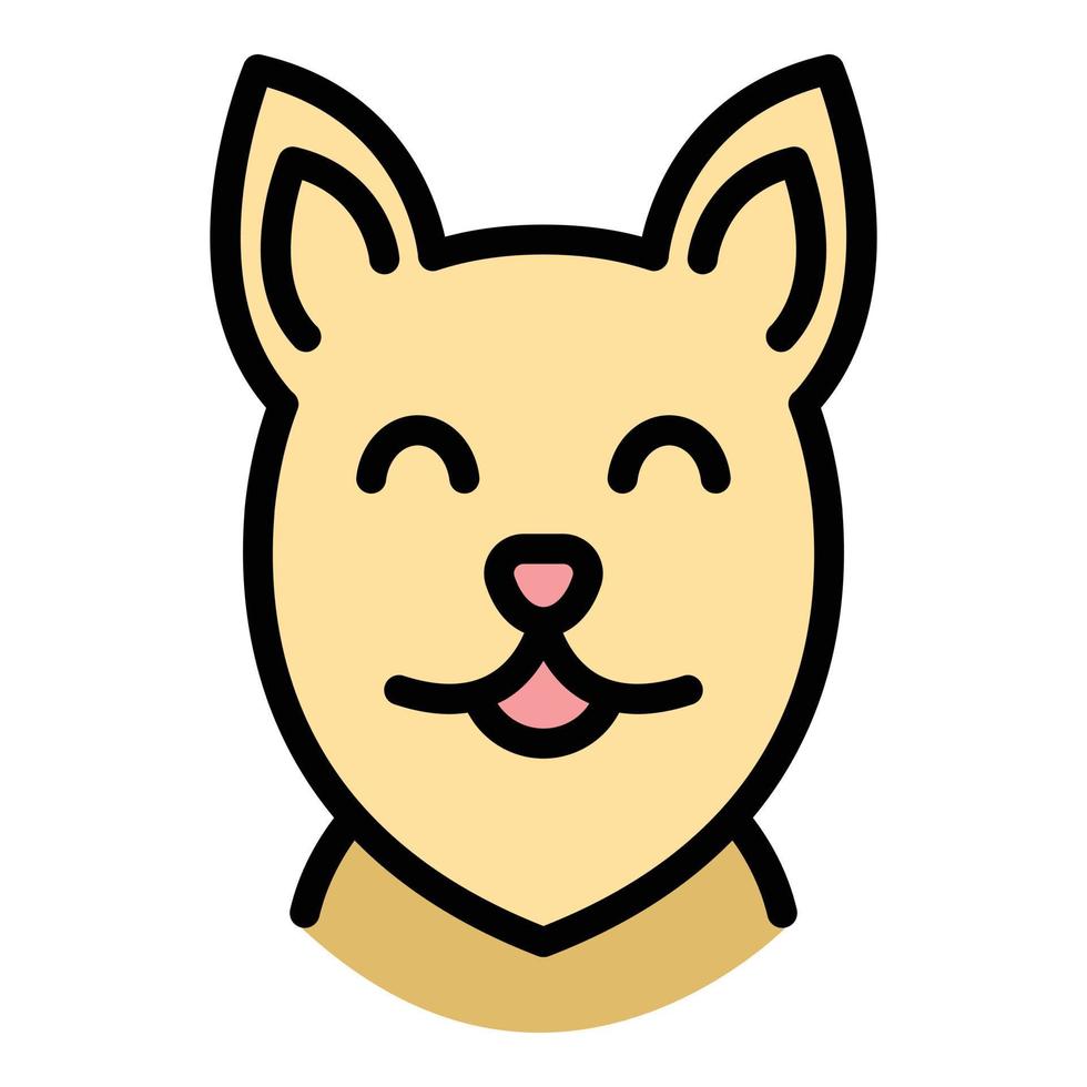 Happy dog face icon color outline vector
