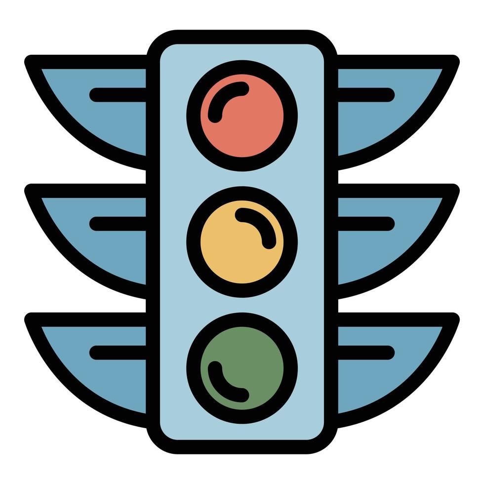 Traffic lights icon color outline vector