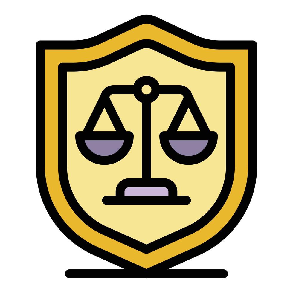 Judge shield balance icon color outline vector
