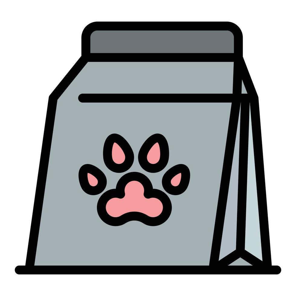 Dog food paper package icon color outline vector