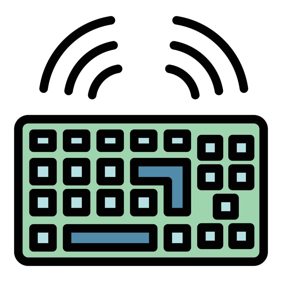 vector de contorno de color de icono de teclado de lugar de trabajo