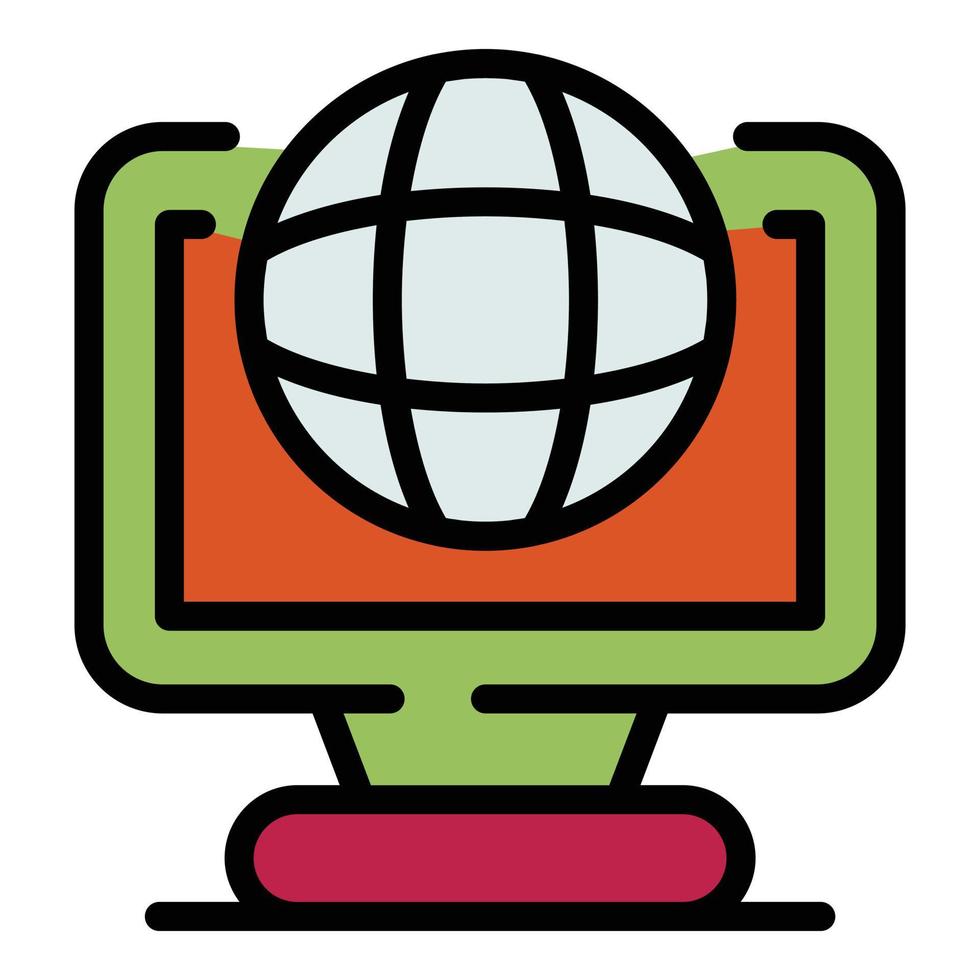 Language translator monitor icon color outline vector