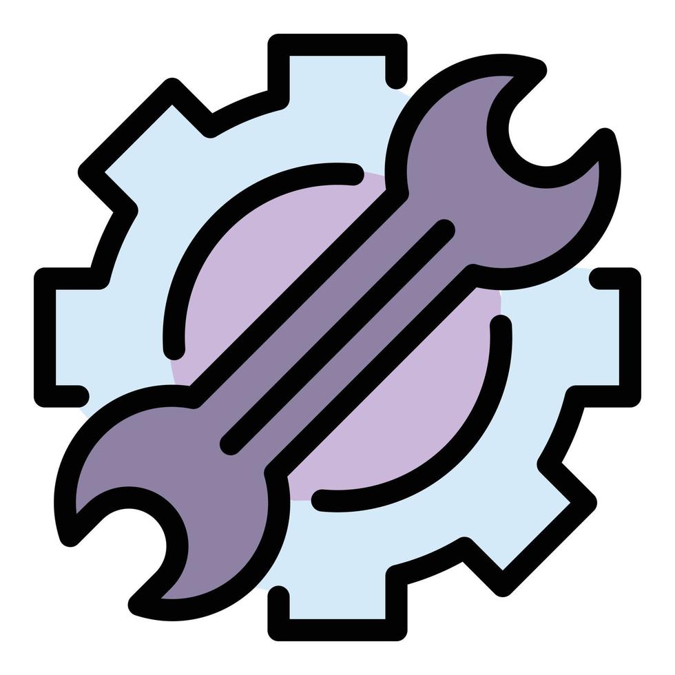 Gear wrench engineer icon color outline vector