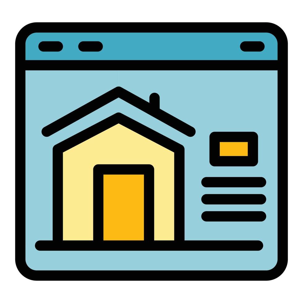vector de contorno de color de icono de casa de alquiler en línea