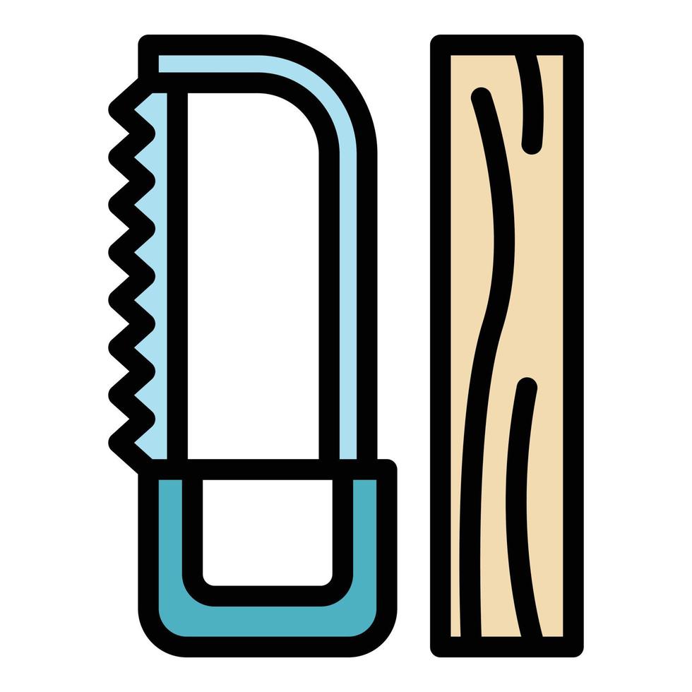 Builder wood tools icon color outline vector
