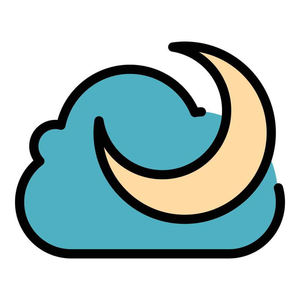 Moonlight cloud icon color outline vector