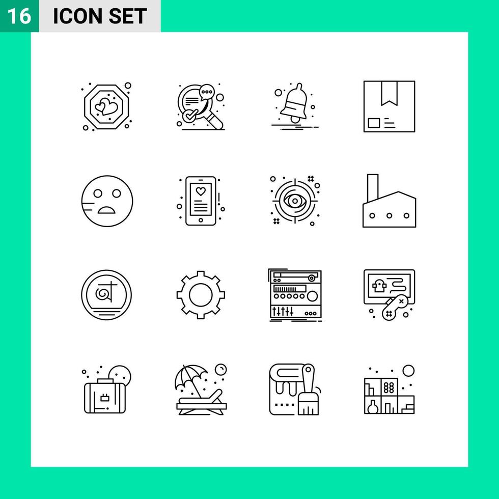 Universal Icon Symbols Group of 16 Modern Outlines of shipment package bell commerce deliver Editable Vector Design Elements