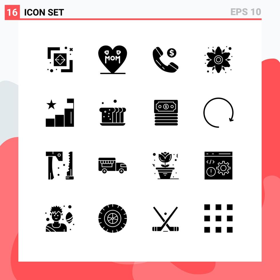 Pictogram Set of 16 Simple Solid Glyphs of graph analysis ecommerce plant floral Editable Vector Design Elements