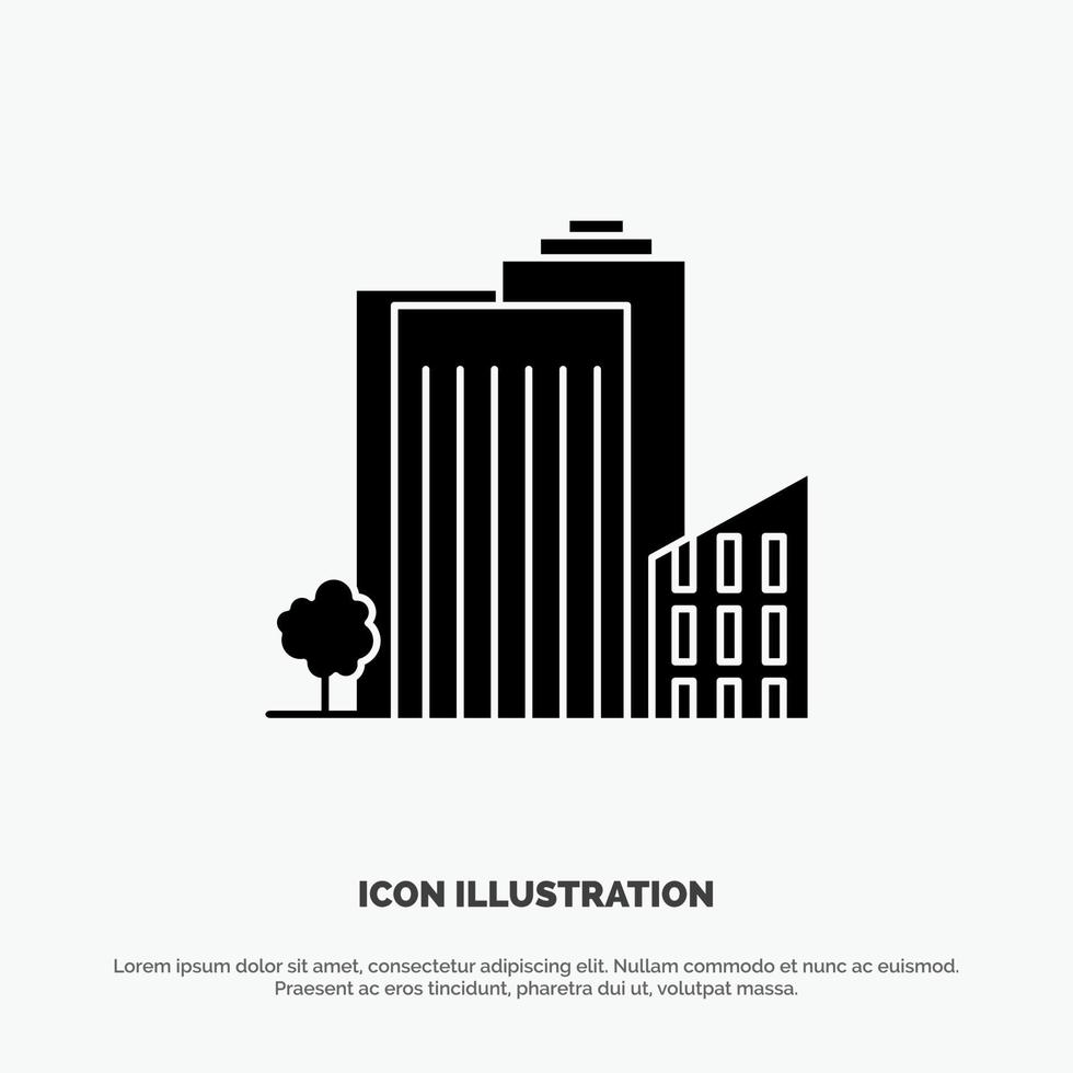 Building Build Dormitory Tower Real Estate solid Glyph Icon vector