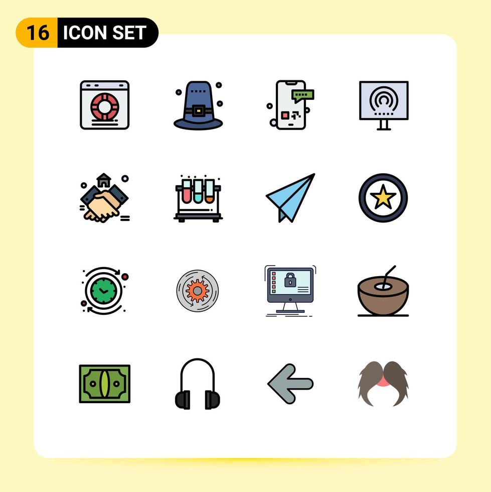 conjunto de 16 iconos de interfaz de usuario modernos signos de símbolos para oficina de señales día de acción de gracias escritorio smartphone elementos de diseño de vectores creativos editables