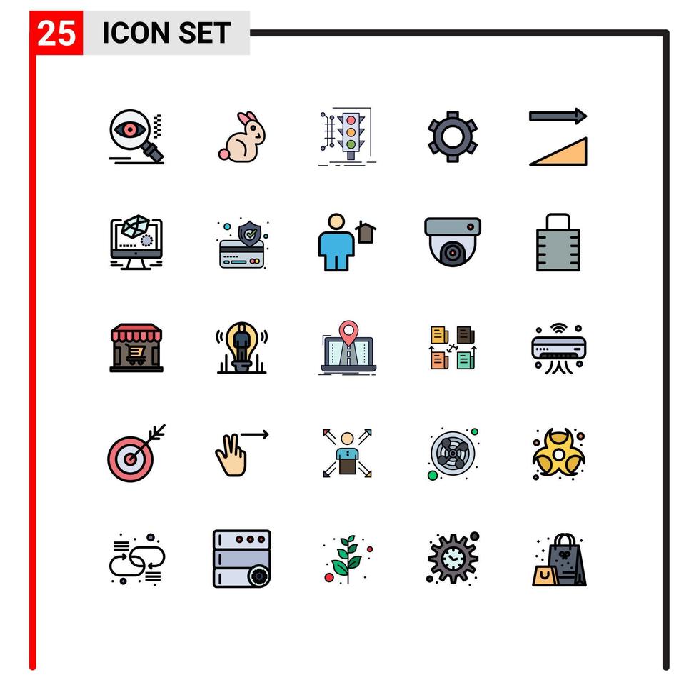 Filled line Flat Color Pack of 25 Universal Symbols of sort ui management setting basic Editable Vector Design Elements