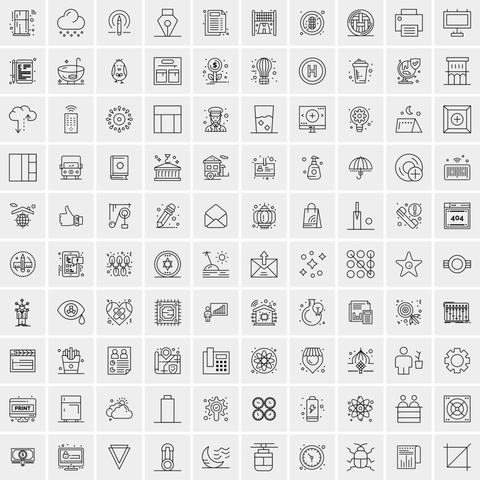 Pack of 100 Universal Line Icons for Mobile and Web vector