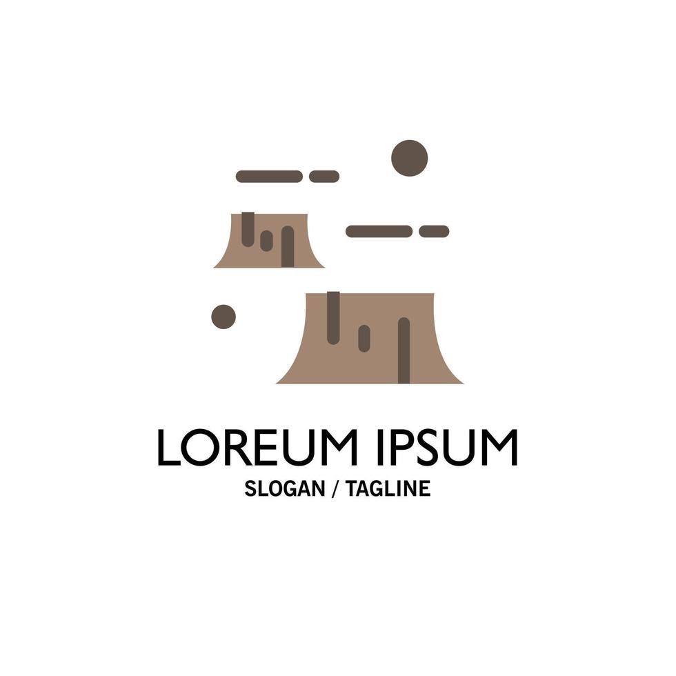 Factory Damage Deforestation Destruction Environment Business Logo Template Flat Color vector