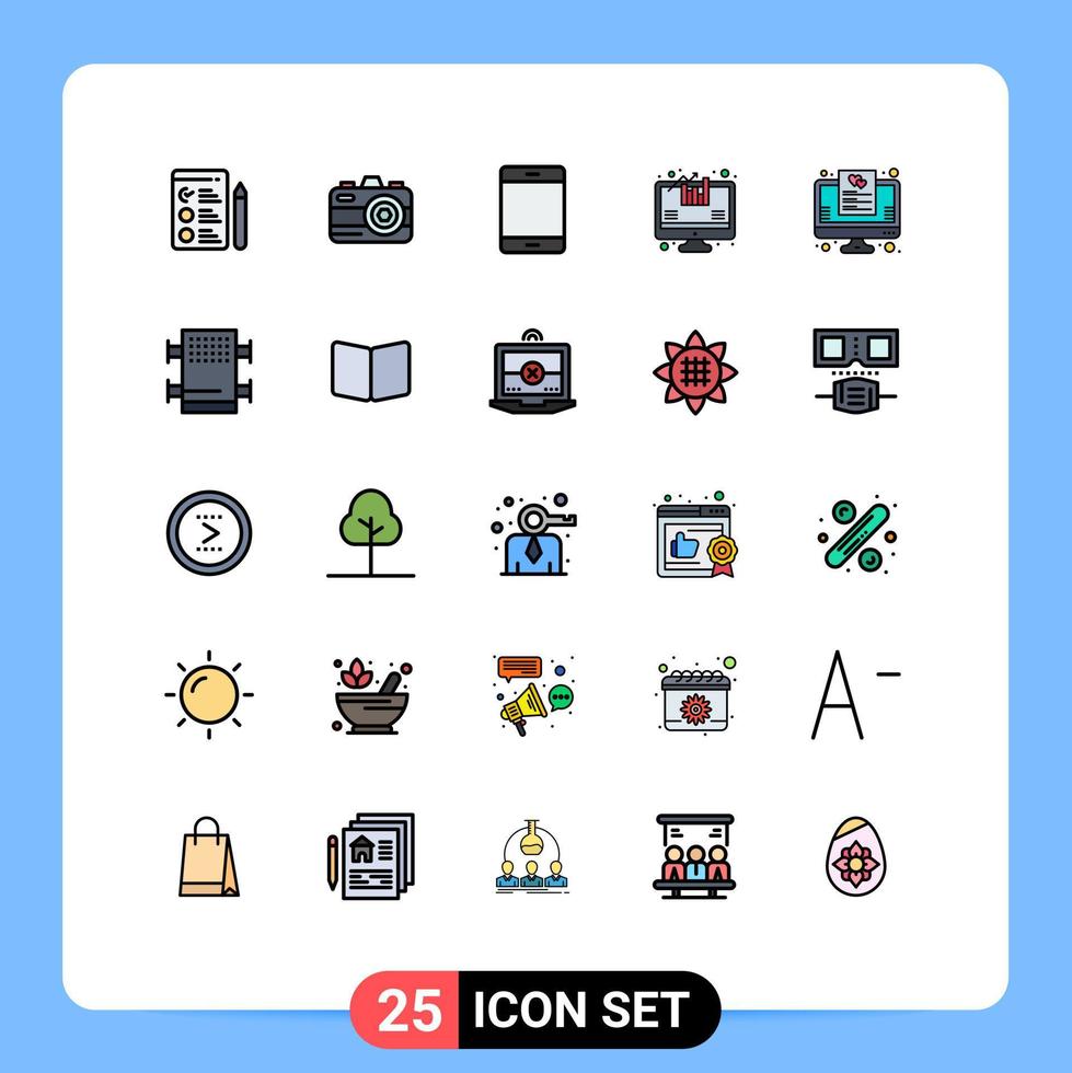 25 Creative Icons Modern Signs and Symbols of online favorite gadget wish list analytics Editable Vector Design Elements