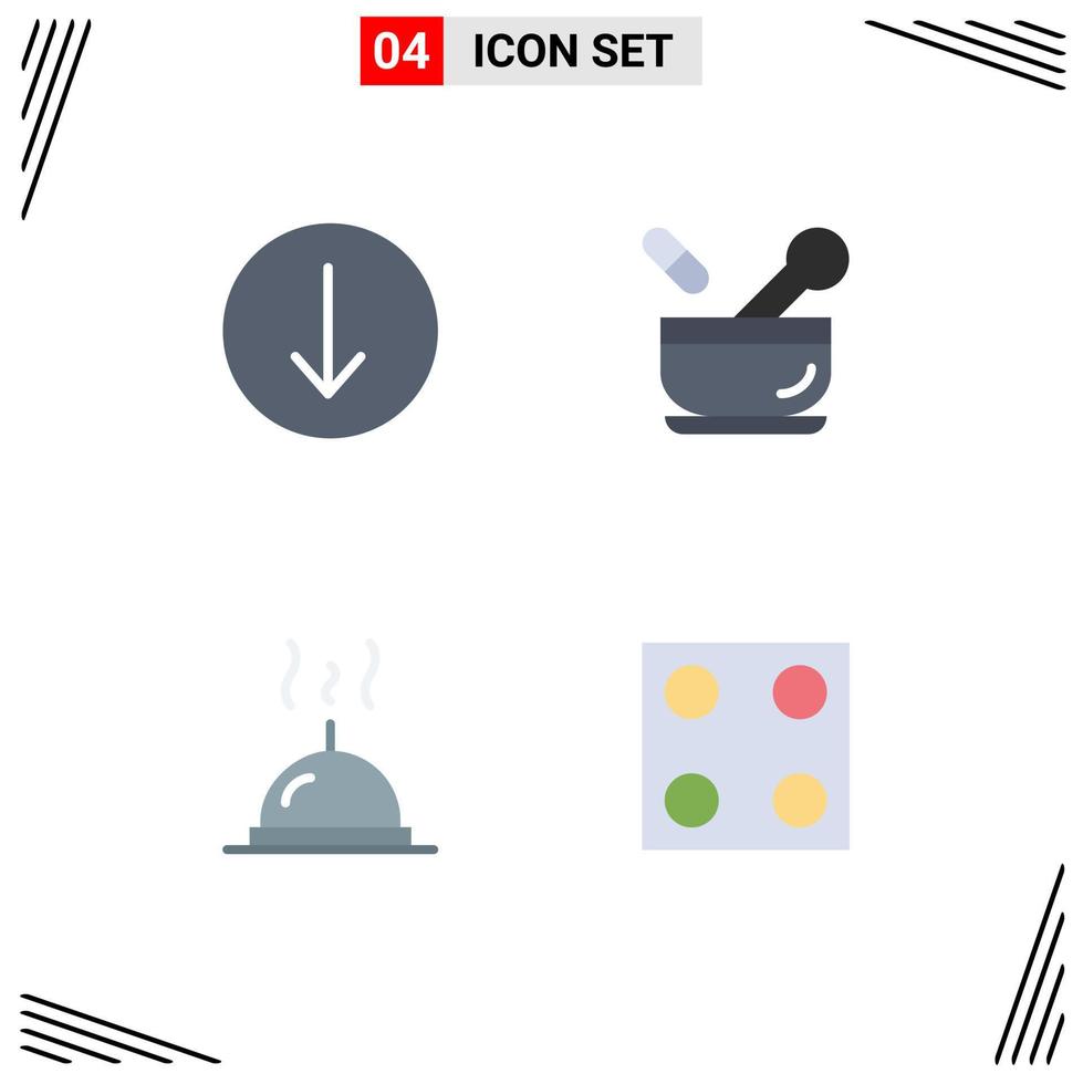 4 Flat Icon concept for Websites Mobile and Apps arrow restaurant hospital soup kitchen Editable Vector Design Elements