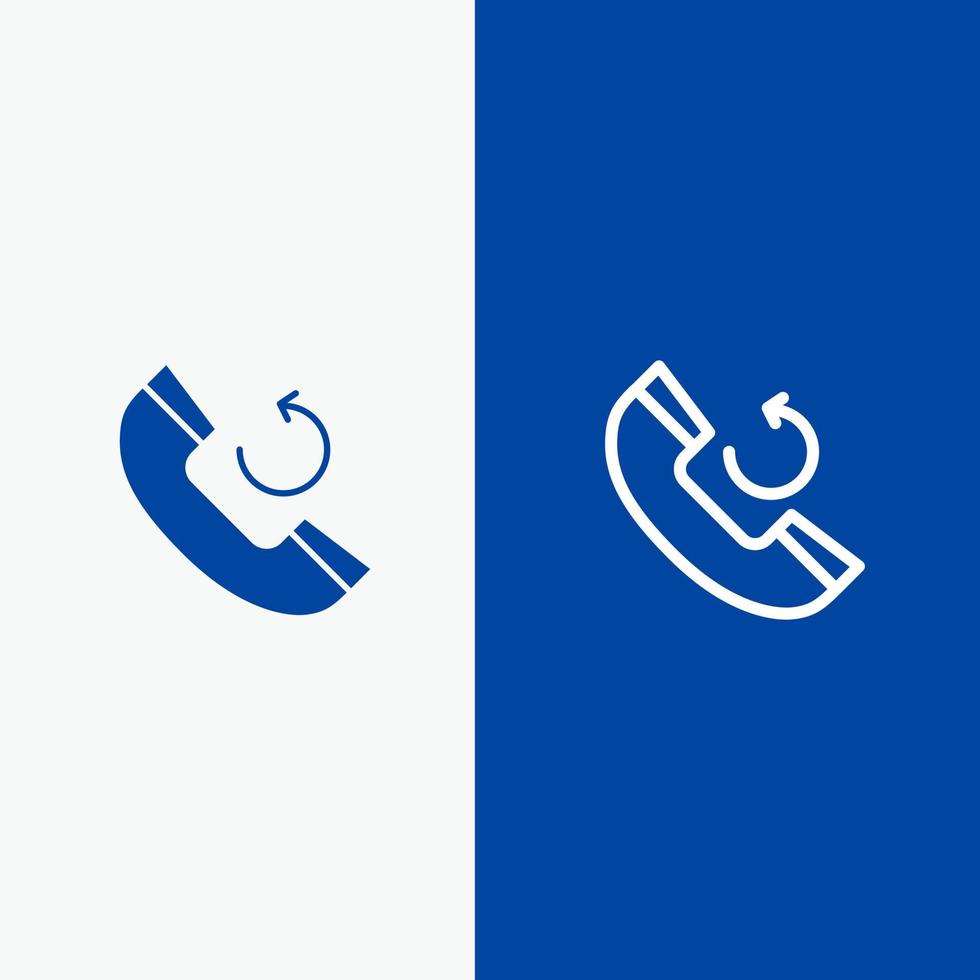 línea de devolución de llamada de teléfono y glifo icono sólido banner azul línea y glifo icono sólido banner azul vector