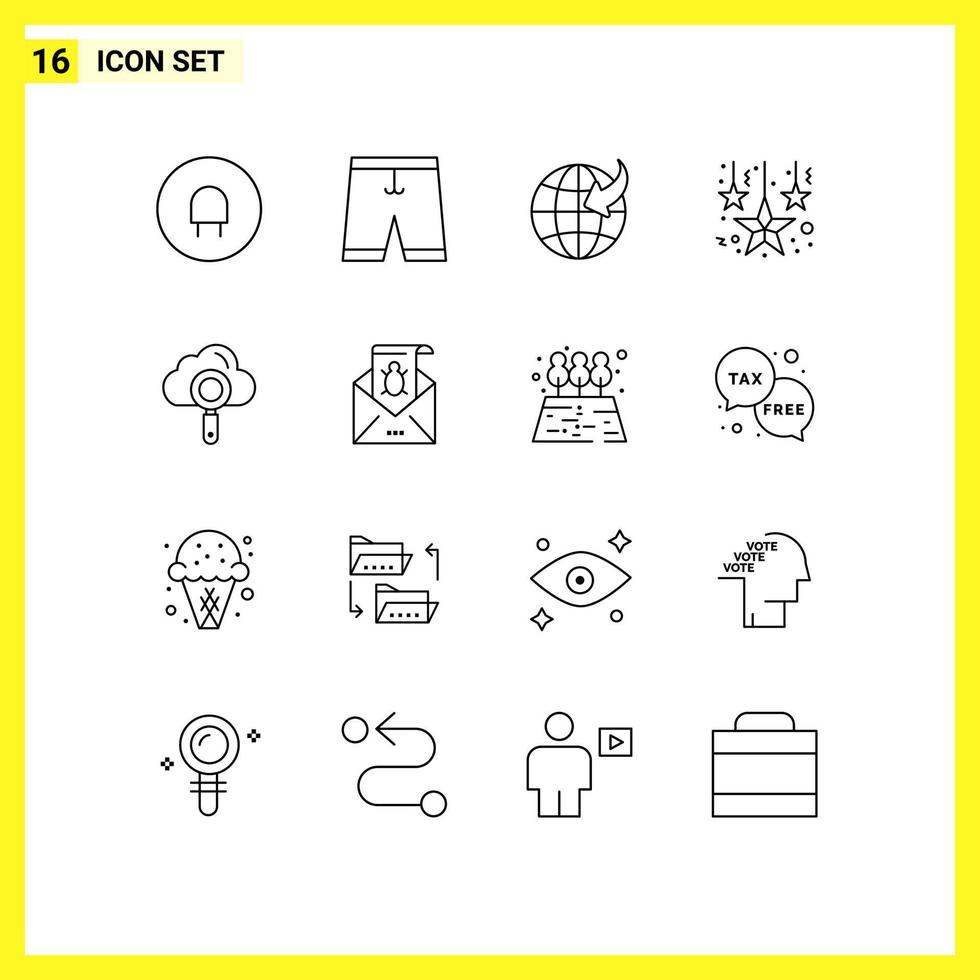 Universal Icon Symbols Group of 16 Modern Outlines of find computing arrow cloud decoration Editable Vector Design Elements