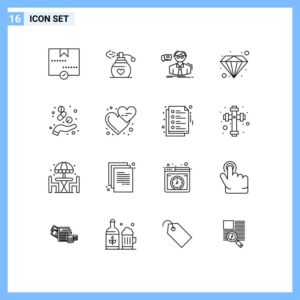 Pack of 16 creative Outlines of drug value professor premium school Editable Vector Design Elements