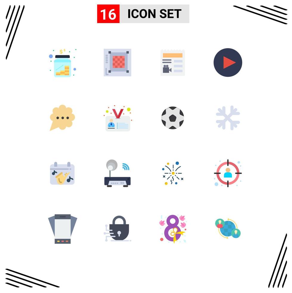 Set of 16 Modern UI Icons Symbols Signs for chat play web arrow video Editable Pack of Creative Vector Design Elements