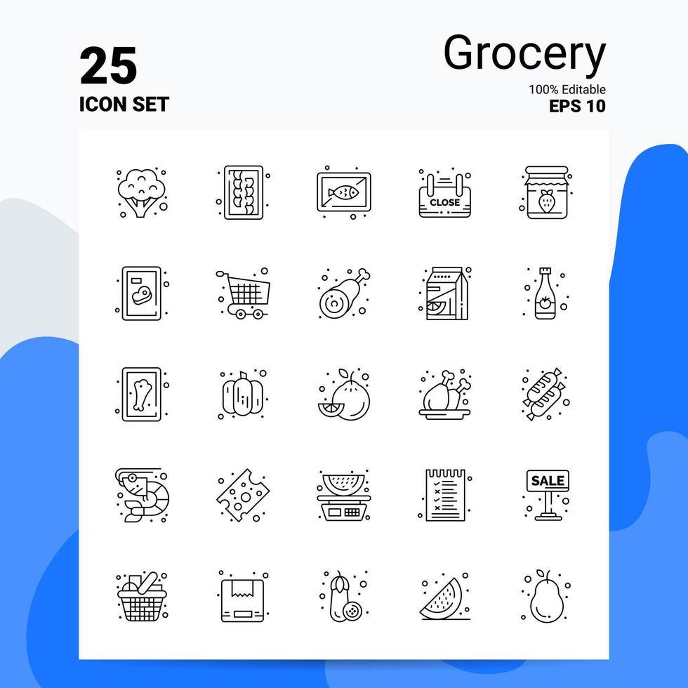 25 conjunto de iconos de comestibles 100 archivos editables eps 10 concepto de logotipo de empresa ideas diseño de icono de línea vector