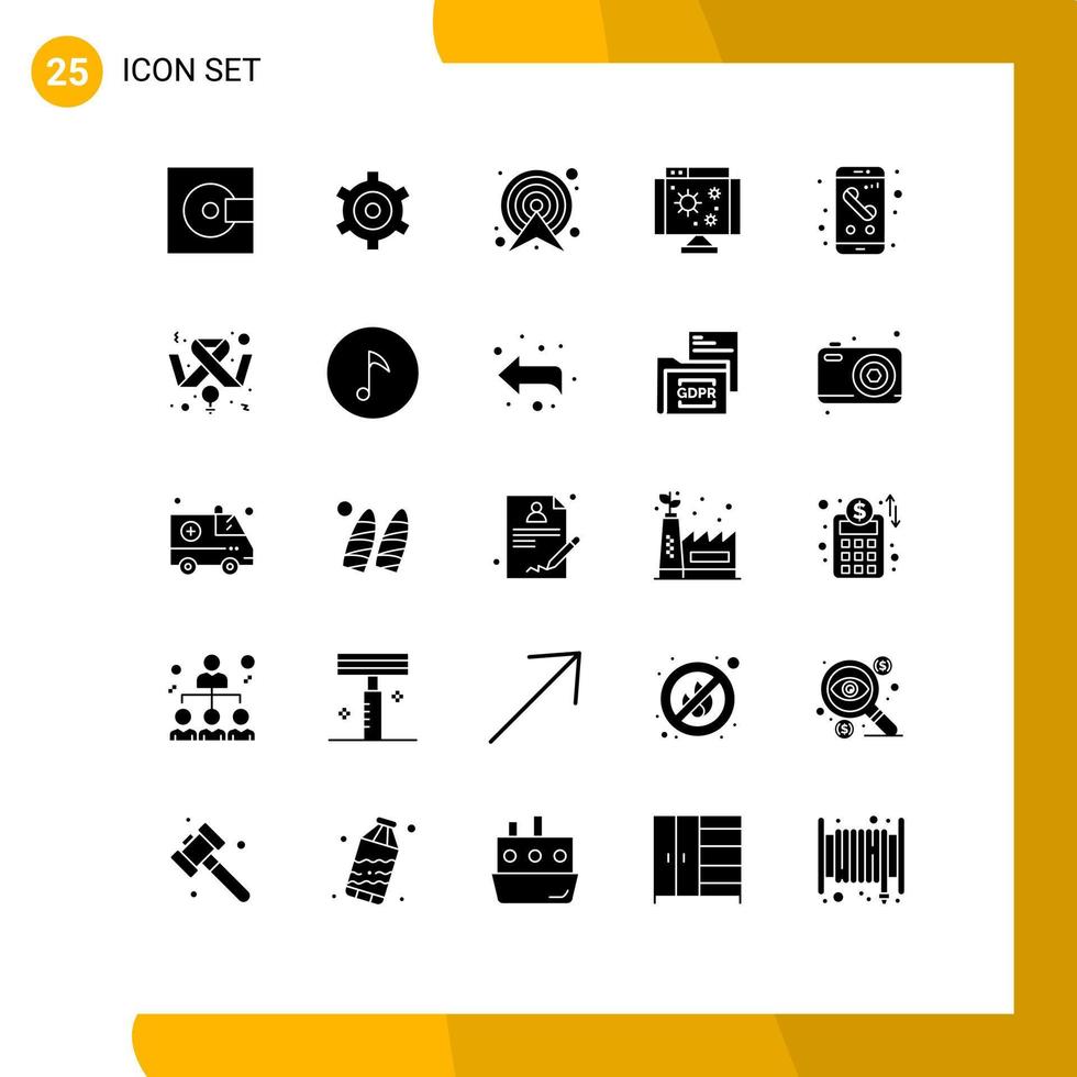 Pictogram Set of 25 Simple Solid Glyphs of app internet arrow computer route Editable Vector Design Elements