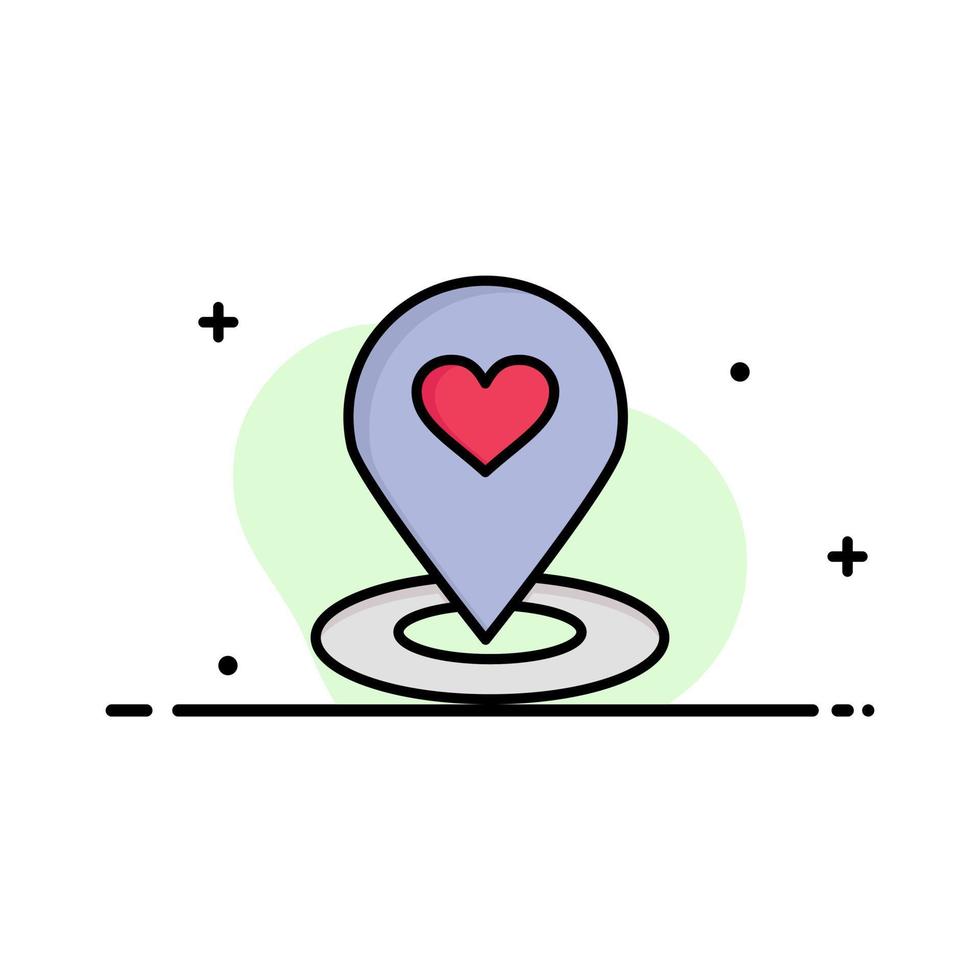 Location Map Location Finder Pin Heart Business Logo Template Flat Color vector