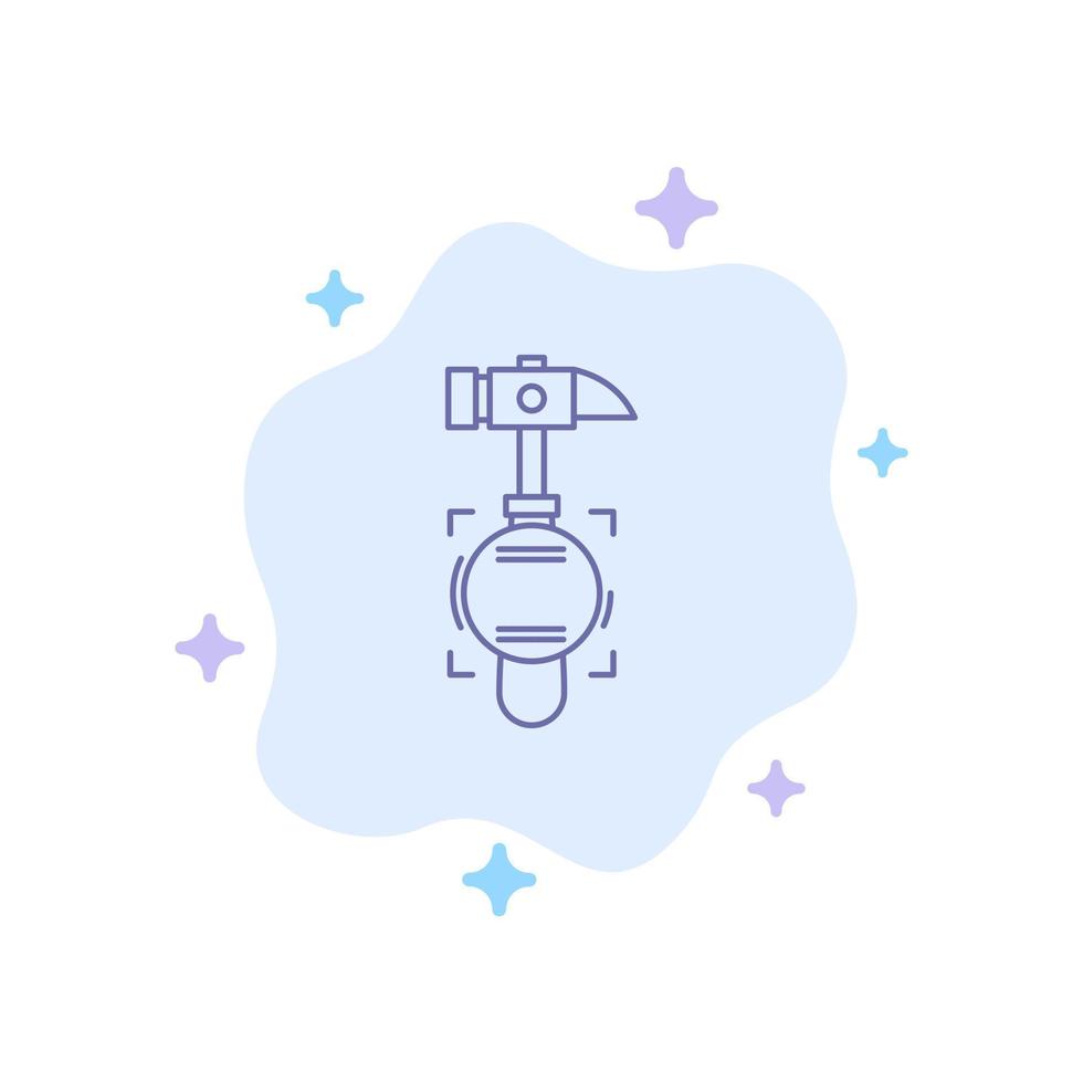 Hammer Crash Break Tool Blue Icon on Abstract Cloud Background vector