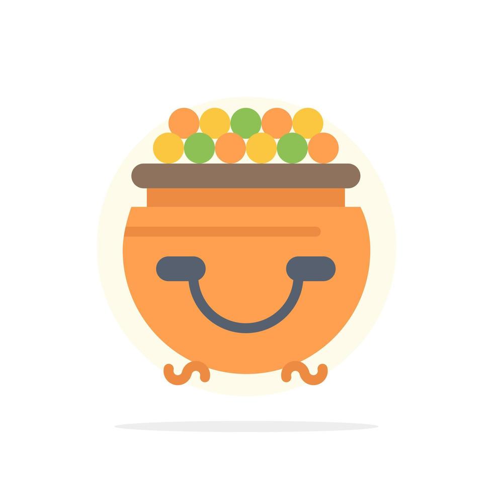 Fortune Gold Luck Patrick Pot Abstract Circle Background Flat color Icon vector
