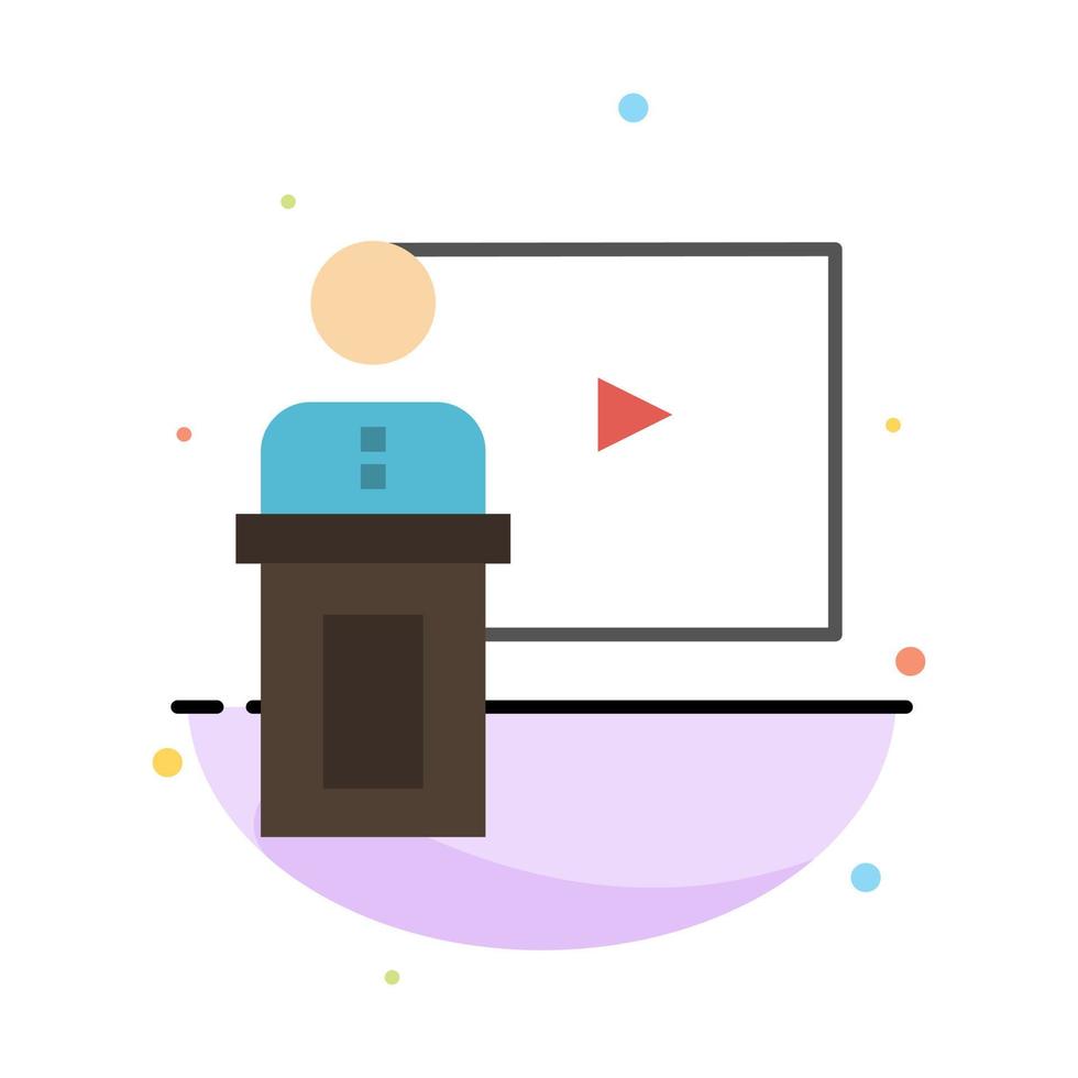 conferencia evento de negocios sala de presentación orador discurso abstracto color plano icono plantilla vector