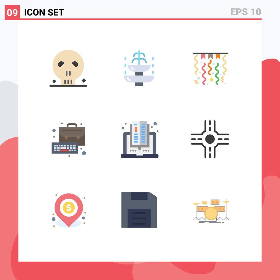 User Interface Pack of 9 Basic Flat Colors of computer keyboard tourist management business Editable Vector Design Elements
