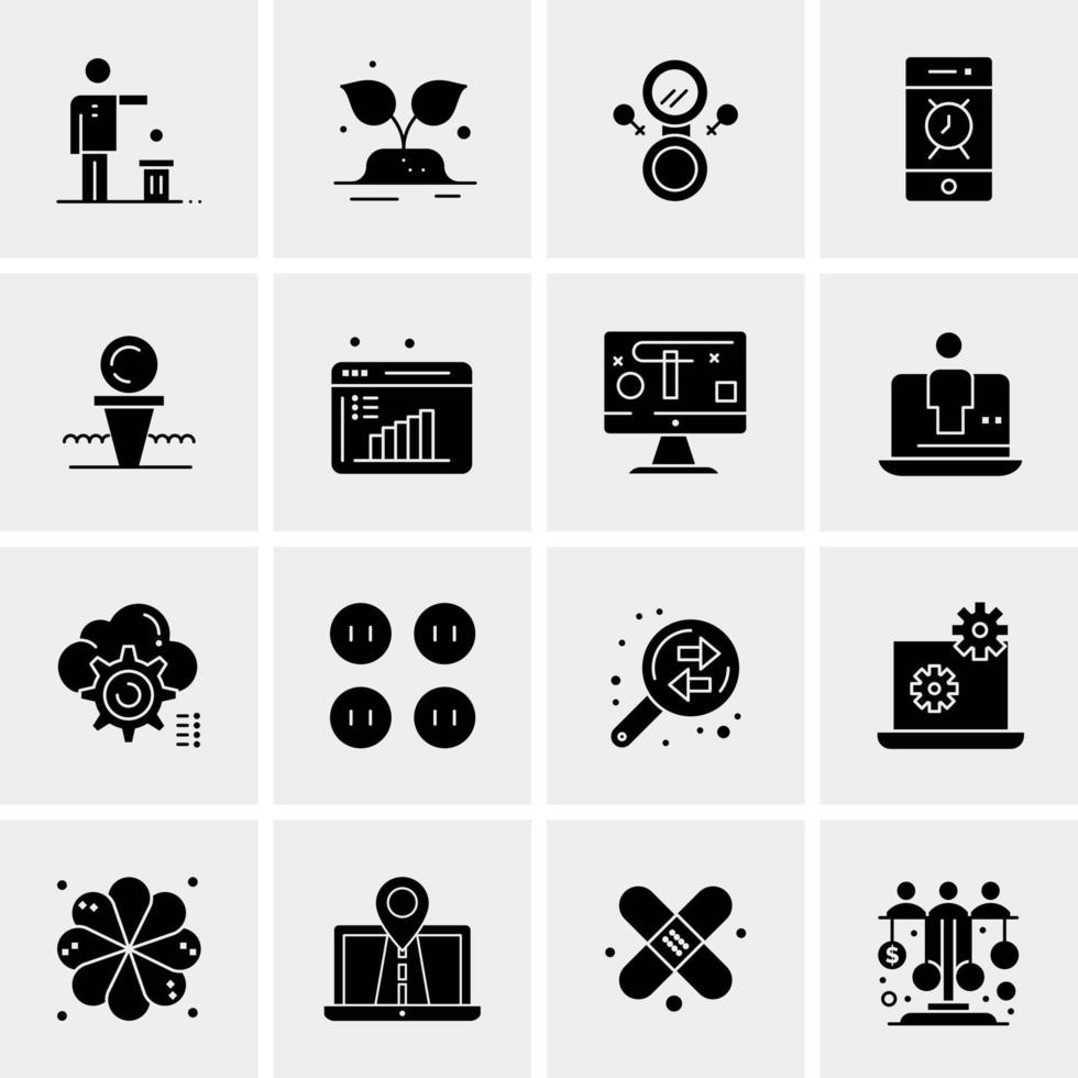 16 iconos de negocios universales vector ilustración de icono creativo para usar en proyectos relacionados con la web y dispositivos móviles