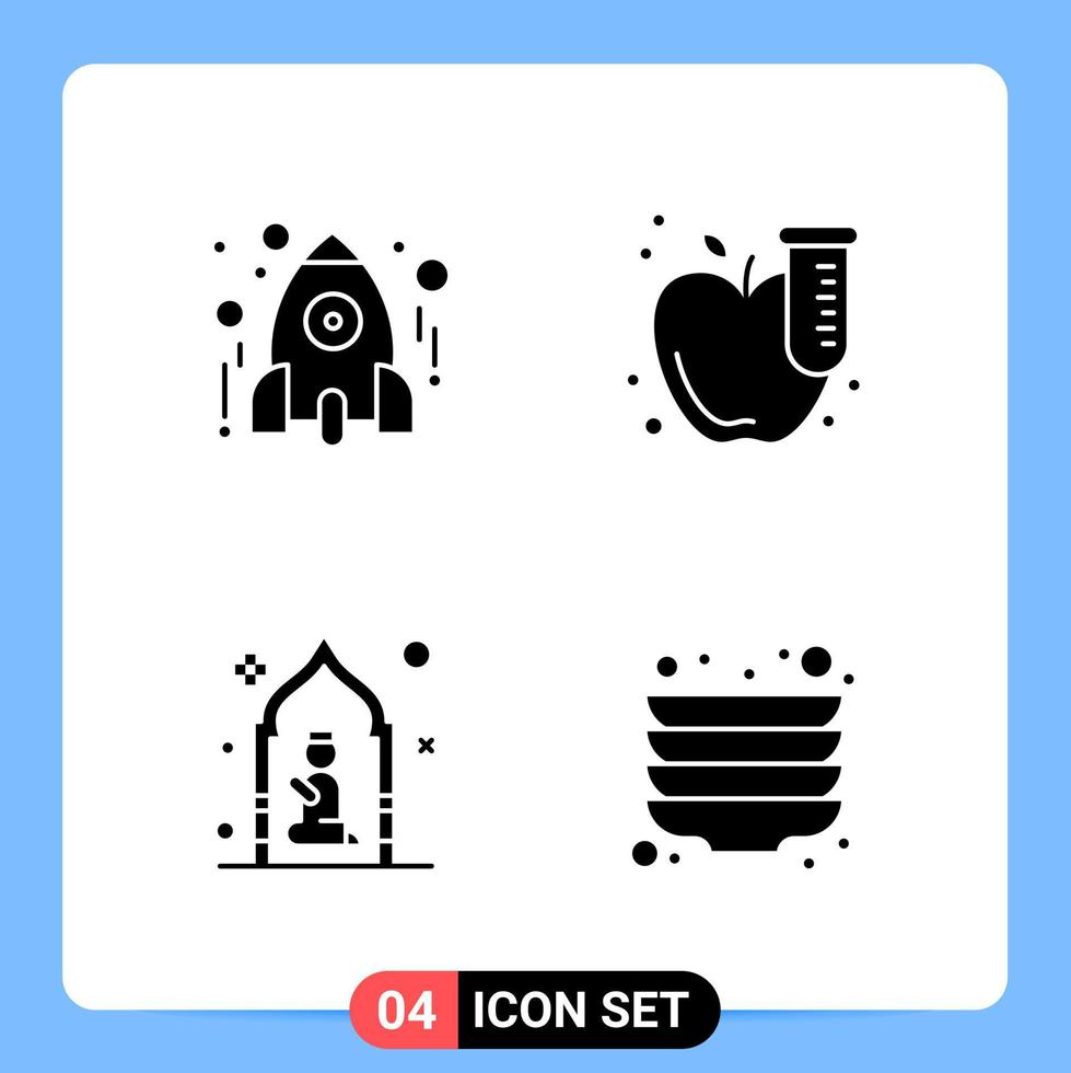 4 Solid Black Icon Pack Glyph Symbols for Mobile Apps isolated on white background 4 Icons Set Creative Black Icon vector background