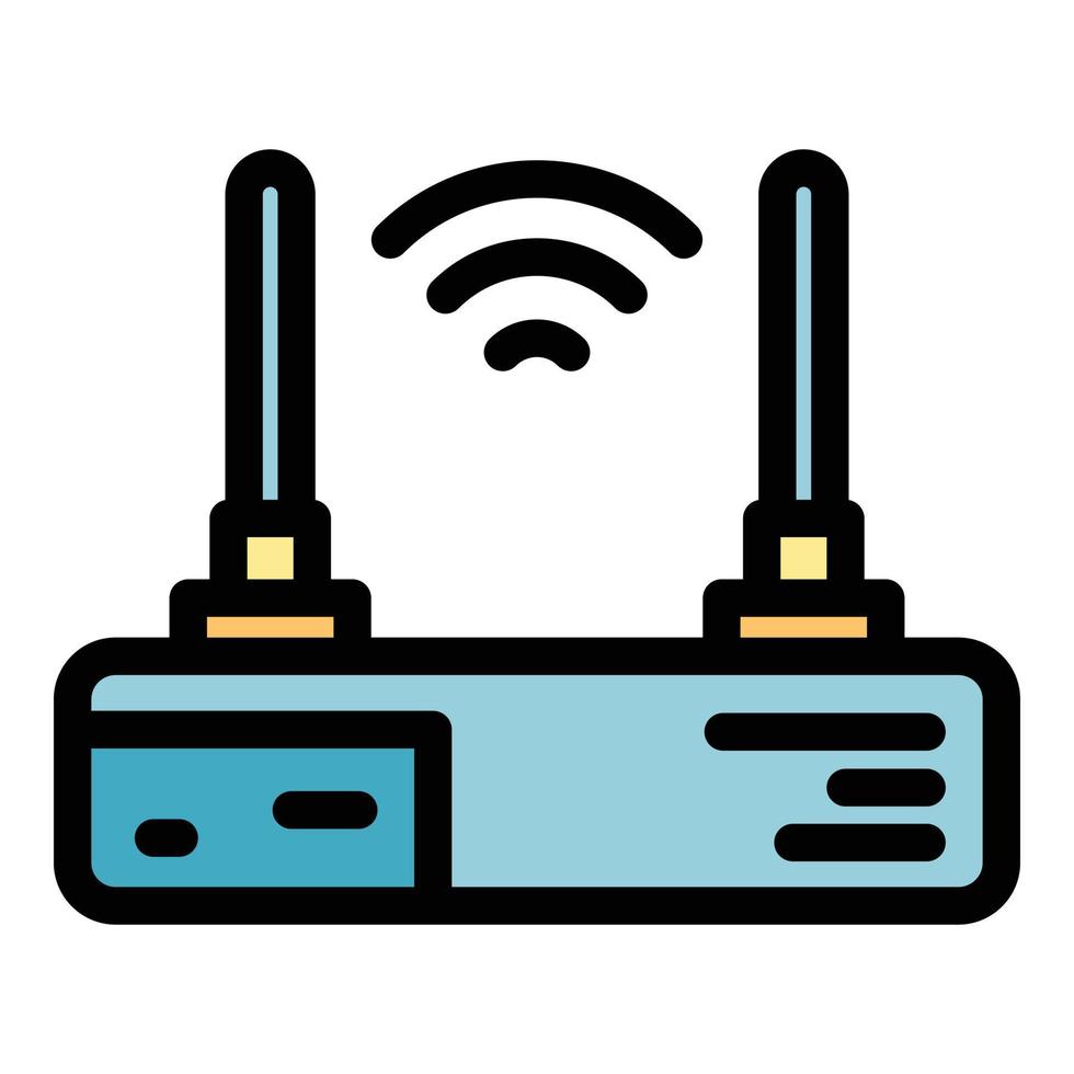 Internet router icon color outline vector