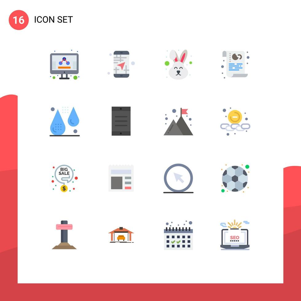 16 Flat Color concept for Websites Mobile and Apps security policy travel data face Editable Pack of Creative Vector Design Elements