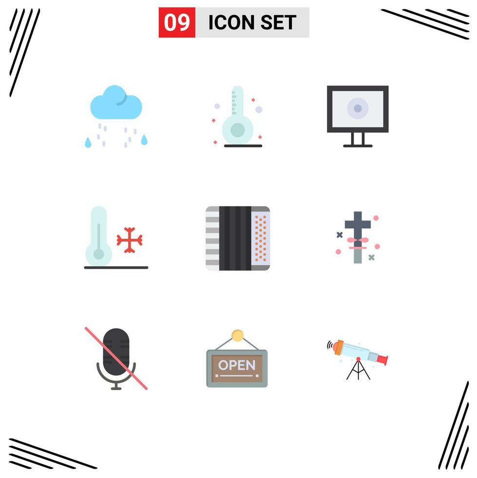 9 Creative Icons Modern Signs and Symbols of instrument accordion display weather temperature Editable Vector Design Elements