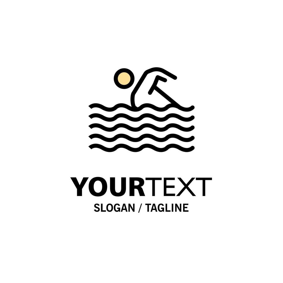 Activity Sport Swim Swimming Water Business Logo Template Flat Color vector